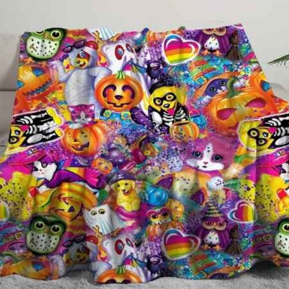 *NEW!* Lisa Frank Inspired Halloween Plush Blanket - Picture 2 of 4
